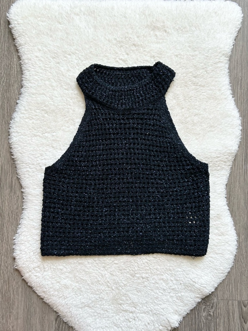 House of Harlow 1960 Black Knit Cropped Halter Tank Top